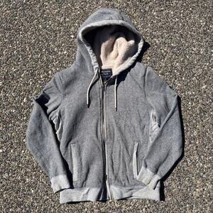 Vintage Y2K Abercrombie & Fitch Mens Sherpa Lined Retro Full Zip Preppy Hoodie S